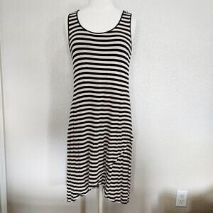 Design History Black & Cream Striped Sleeveless Maxi Dress Size M